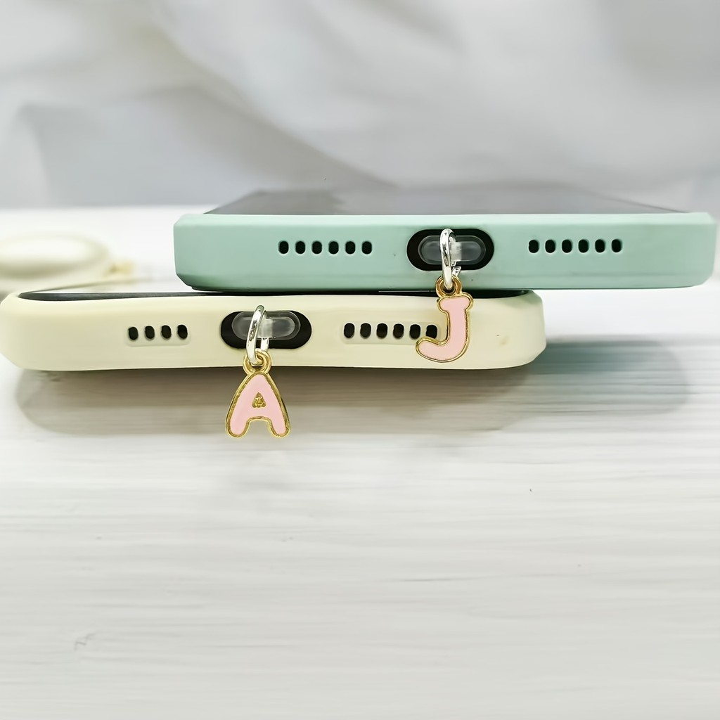 1ชิ้นโลหะผสมตัวอักษรสีชมพูเสน่ห์ปลั๊กป้องกันฝุ่น,อุปกรณ์เสริมหมวกกันฝุ่นโทรศัพท์สากล,วัสดุโลหะ,สําหรับพอร์ต ไอโฟน/หุ่นยนต์/พิมพ์-ค