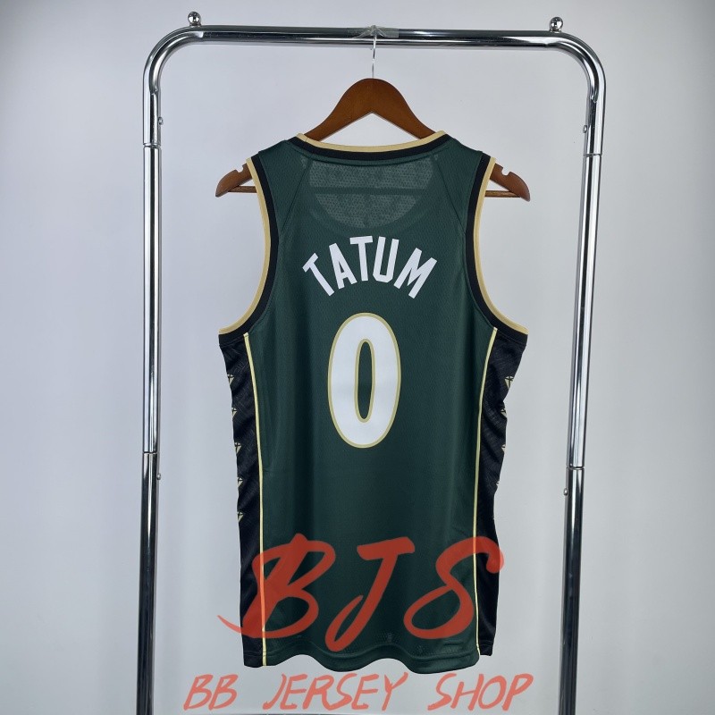 #0 Jayson Tatum Jersey Mens Jersey แฟชั่น Breathable Quick-Drying เสื้อยืดสีเขียวเข้มสีขาวรอบคอเสื้อ