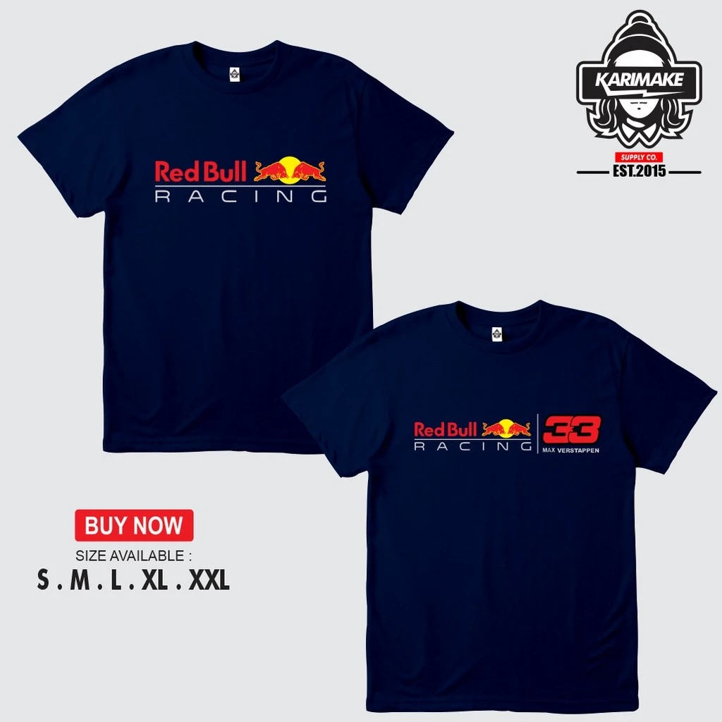 [ส่งเดี๋ยวนี้] ขายร้อนเสื้อยืดแขนสั้น ROUND คอลูกเรือเสื้อยืดS-5XL Karimake Racing F1 REDBULL RED BULL MAX VERSTAPPEN 33