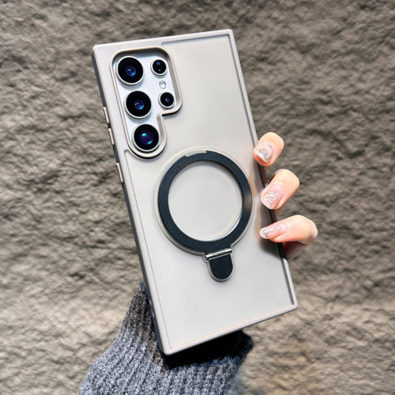 ใหม่ เคสแมทแม่เหล็กแบบวงแหวนสำหรับ Samsung Galaxy S25 Ultra Plus S24 S23 S22 Ultra Plus S24 S23 FE โปร่งแสง กันกระแทก แข็ง ปกหลัง