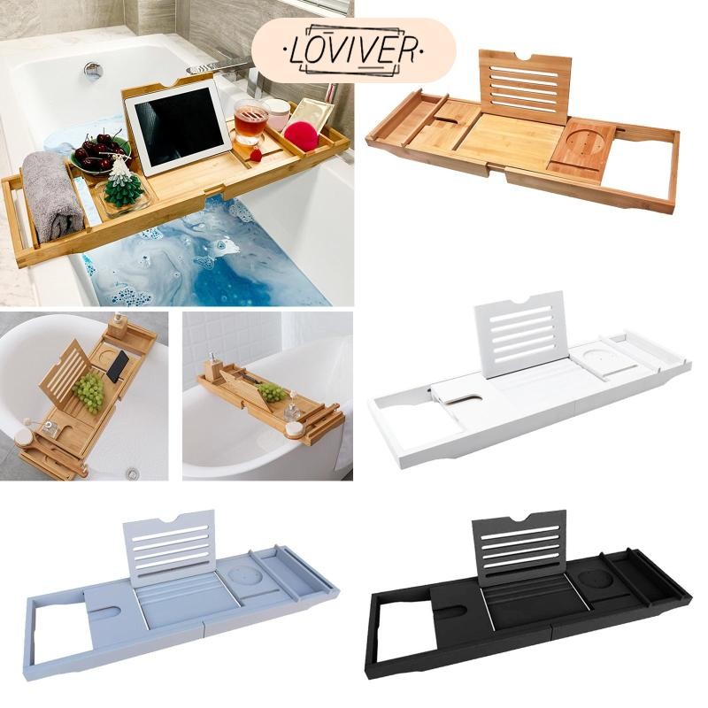LOVIVER ปรับไม้ไผ่อ่างอาบน้ําถาดห้องอาบน้ําฝักบัวชั้นเก็บอาบน้ําออแกไนเซอร์แร็ค