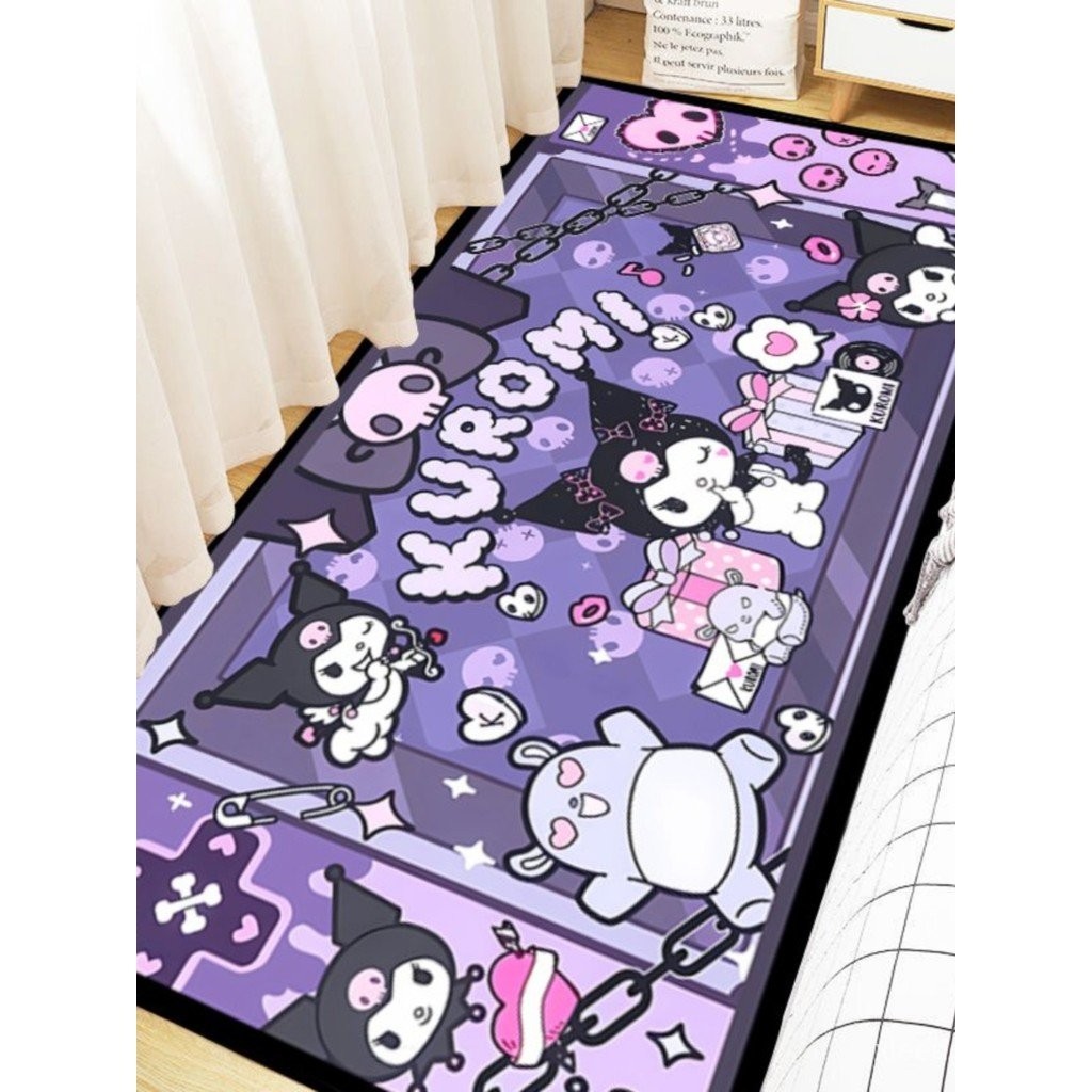 ปูพรมข้างเตียงลายการ์ตูนสาวคุโรมิ พรมปูพื้น My Melody วน่ารักสำหรับทั้งห้อง พรมหน้าต่างเบย์