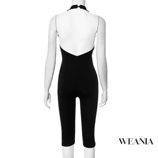 (shipped from Thailand) Weania ผู้หญิงฤดูร้อนBackless Halter ชุดจั๊มสูทเซ็กซี่