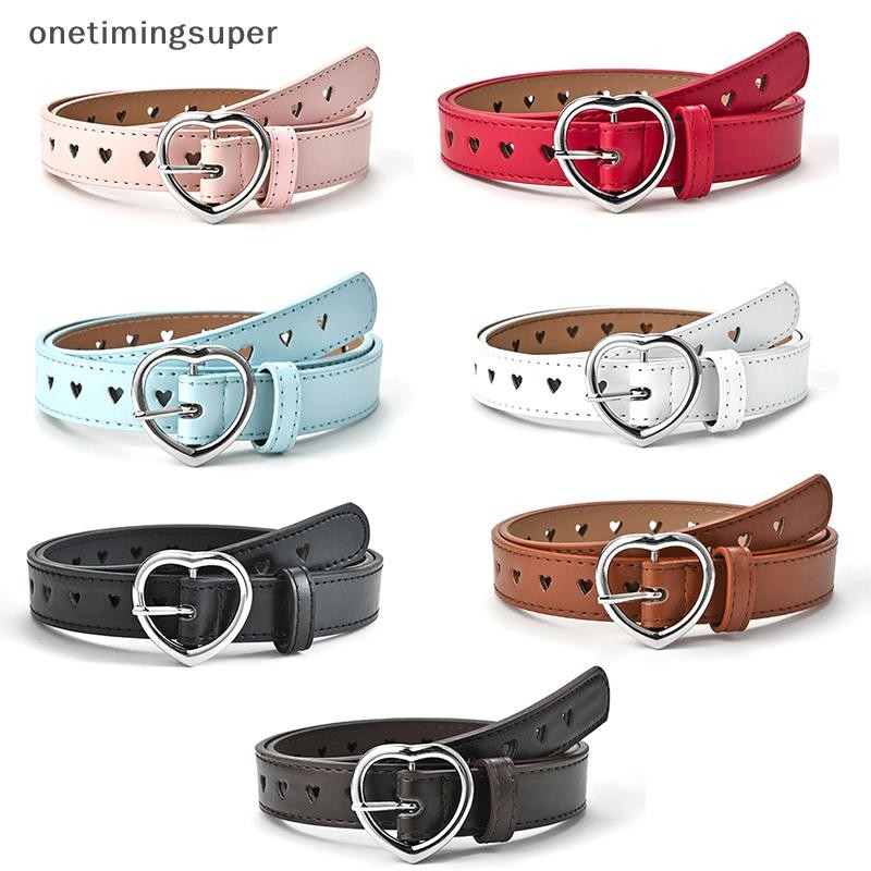 Onetimingsuper เด็กเข็มขัดหนังเทียมเด็กน่ารักพีชหัวใจหัวเข็มขัดเข็มขัดสาวเข็มขัดเอว OTP