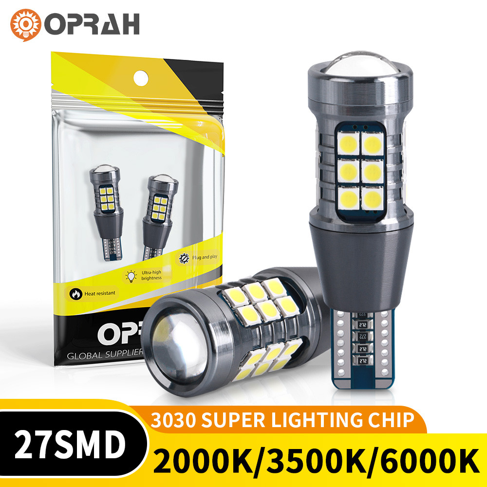 Oprah 2 ชิ้น T15 W16W LED Super Bright หลอดไฟ 3030 27SMD รถ LED หลอดไฟเปลี่ยนหลอดไฟที่จอดรถย้อนกลับไฟเลี้ยวรถอุปกรณ์เสริม 12 โวลต์