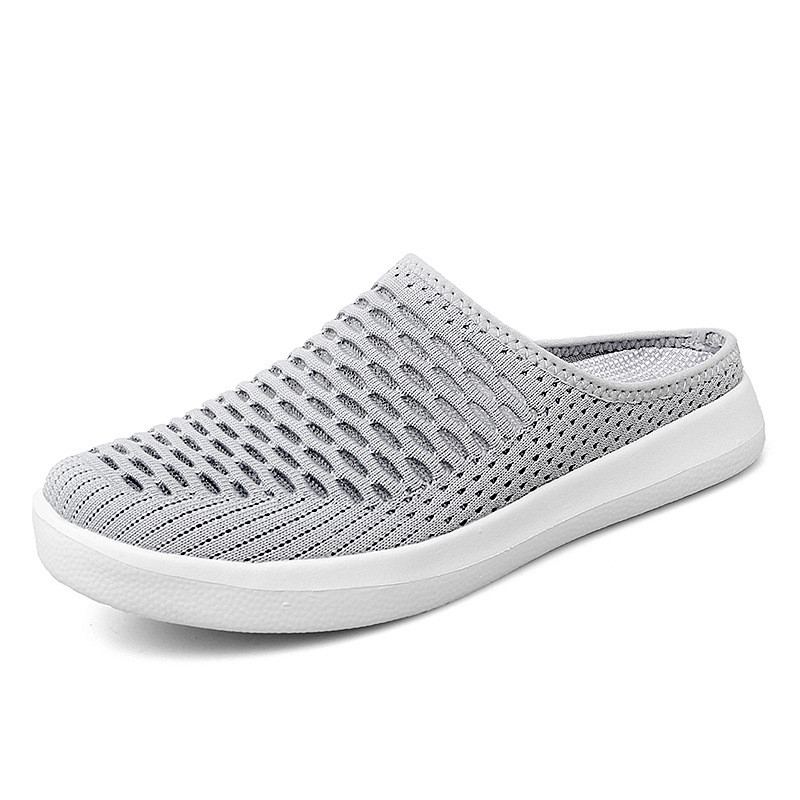 ฤดูร้อนตาข่ายครึ่งรองเท้าแตะผู้หญิง Heelless Baotou คนขี้เกียจ One-Pedal พื้นผิวรองเท้าลําลองรองเท้าผู้หญิงขนาดใหญ่