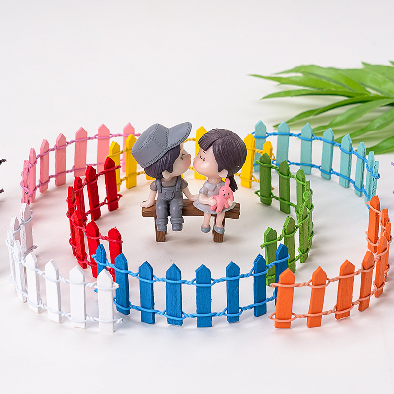 10มินิไม้รั้วรั้วเบเกอรี่เค้กตกแต่ง ปลั๊ก ที่มีสีสันรั้วขนาดเล็กเค้กวันเกิดเครื่องประดับ