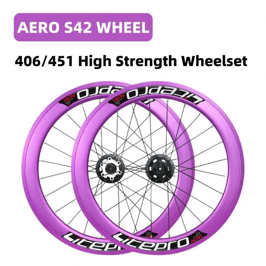 Litepro Aero S42 ล้อ 20 นิ้วชุดล้ออลูมิเนียม Double Layered Rim Disc V เบรค Ultra Light 406 451 349 จักรยานล้อ