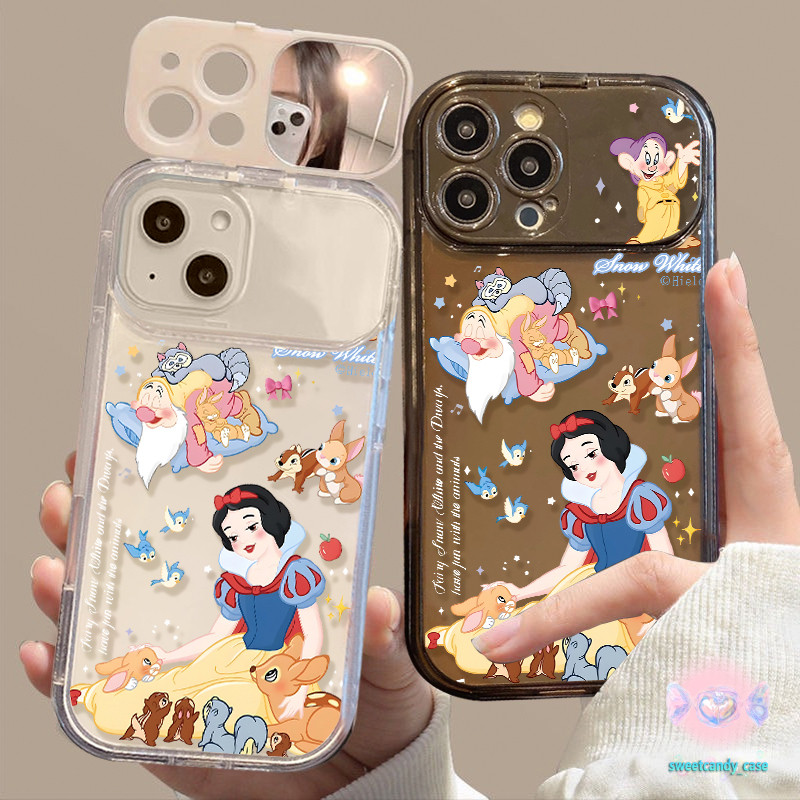 🎀จัดส่งในพื้นที่🎀 เคสกระจกแต่งหน้า ตัวการ์ตูน หิมะขาว สําหรับ IPhone 16 15 14 13 7 8plus Pro Promax XR XS - รูปที่ 2