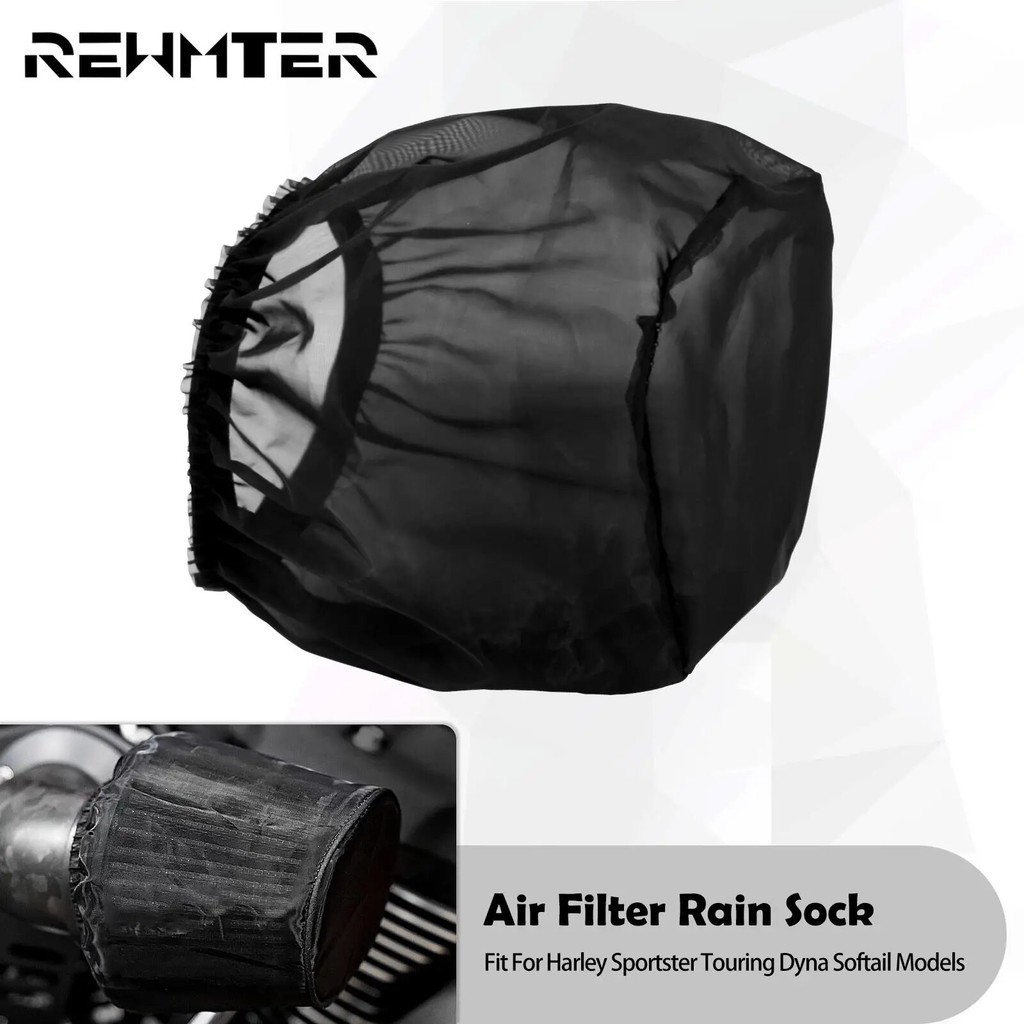 RW Motorcycle Black Air Filter Cleaner Rain Sock Waterproof Protective Cover For Harley Sportster XL 1200 883 Touring So