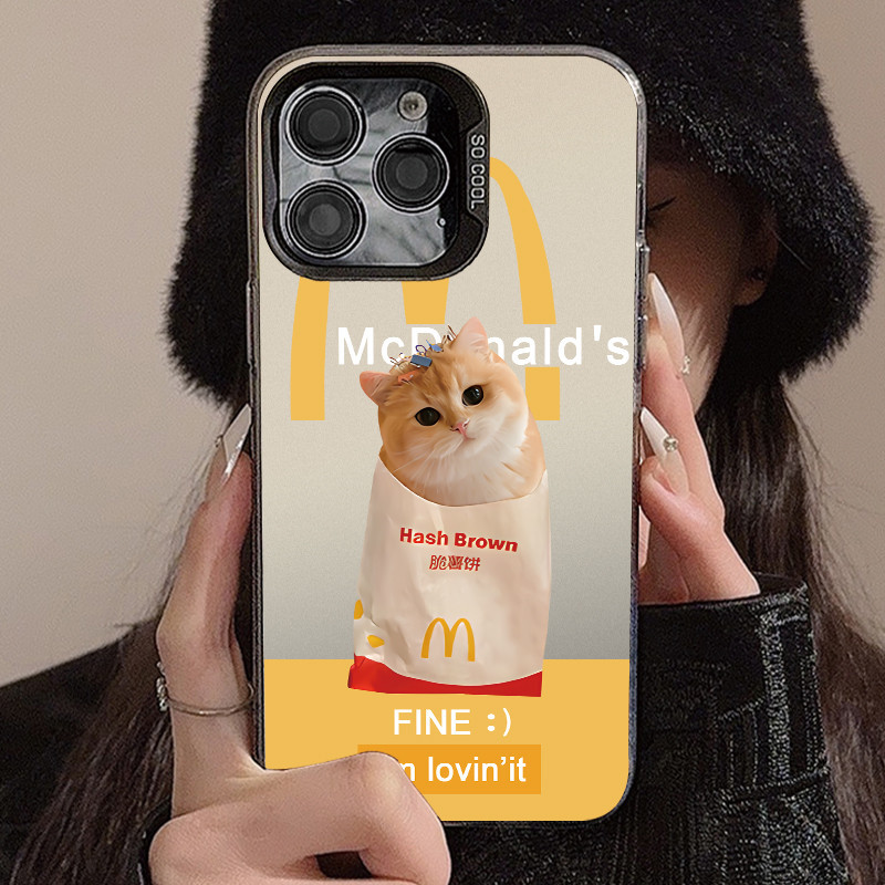 แฟชั่นน่ารักจากแมคโดนัลด์แมวคิตตี้ ไอโฟน11 For iPhone12 13 14 15Pro MAX X XS XR XS 6 7 8Plus SE2020เคสโทรศัพท์แอปเปิ้ล