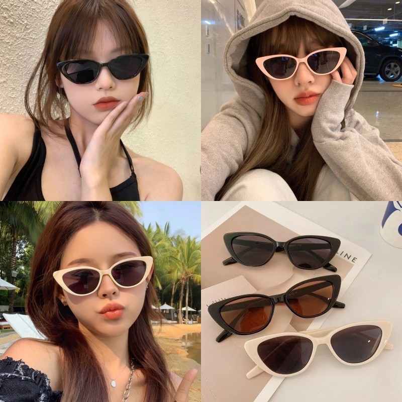 แว่นตากันแดด กรอบสีดํา คุณภาพสูง แฟชั่นเกาหลี ขนาดเล็ก