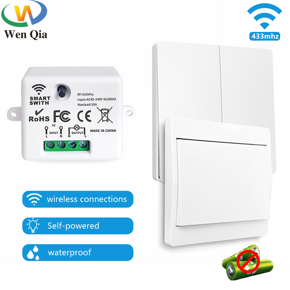 Rf 433MHz Kinetic Wireless Light Switch ไม ่ มีแบตเตอรี ่ Self-powered Wall Switch,110V 120V 220V 240V Relay Receiver สําหรับ Home Led