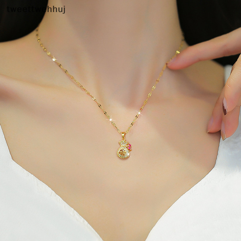Tw สไตล ์ แห ่ งชาติ Lucky Bag Gourd จี ้ สร ้ อยคอ Light Niche Design High-end huj