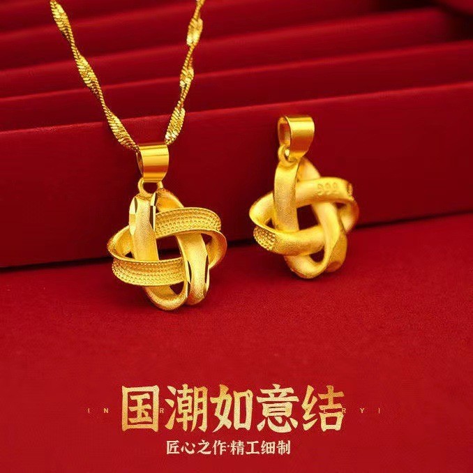 สร้อยคอชุบทอง 916 จี้ใบโคลเวอร์นําโชค เครื่องประดับสตรี ของขวัญ ราคา ถูกที่สุด ดีลบีเคเค แกลเลอรีภาพที่ 3