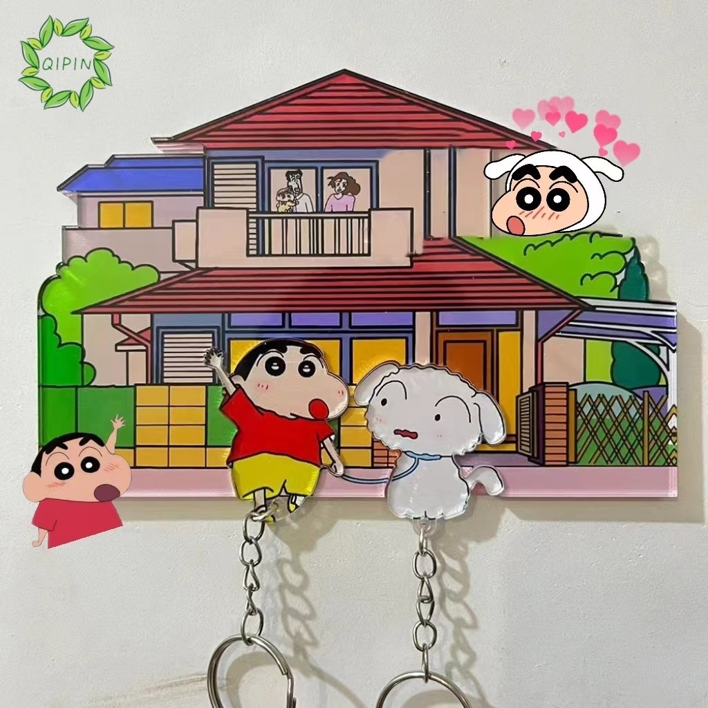 สติกเกอร์พวงกุญแจ จี้การ์ตูนชินจัง สีขาว แบบสร้างสรรค์ สําหรับตู้เย็น