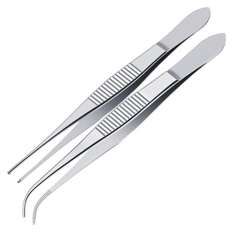 Medical ophthalmic tweezers eye surgical tweezers elbow straight molluscum tweezers 10cm hook