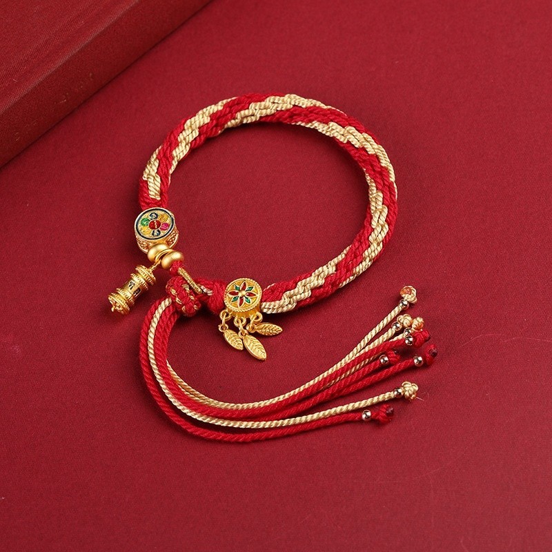สไตล ์ ทิเบต Reincarnation มือเชือกมือถูด ้ ายฝ ้ ายถักมือเชือก Reincarnation สวดมนต ์ หลอดหกตัวอักษร Mantra มือ-Braided Hand Chain คู ่ เชือกมือ Sa