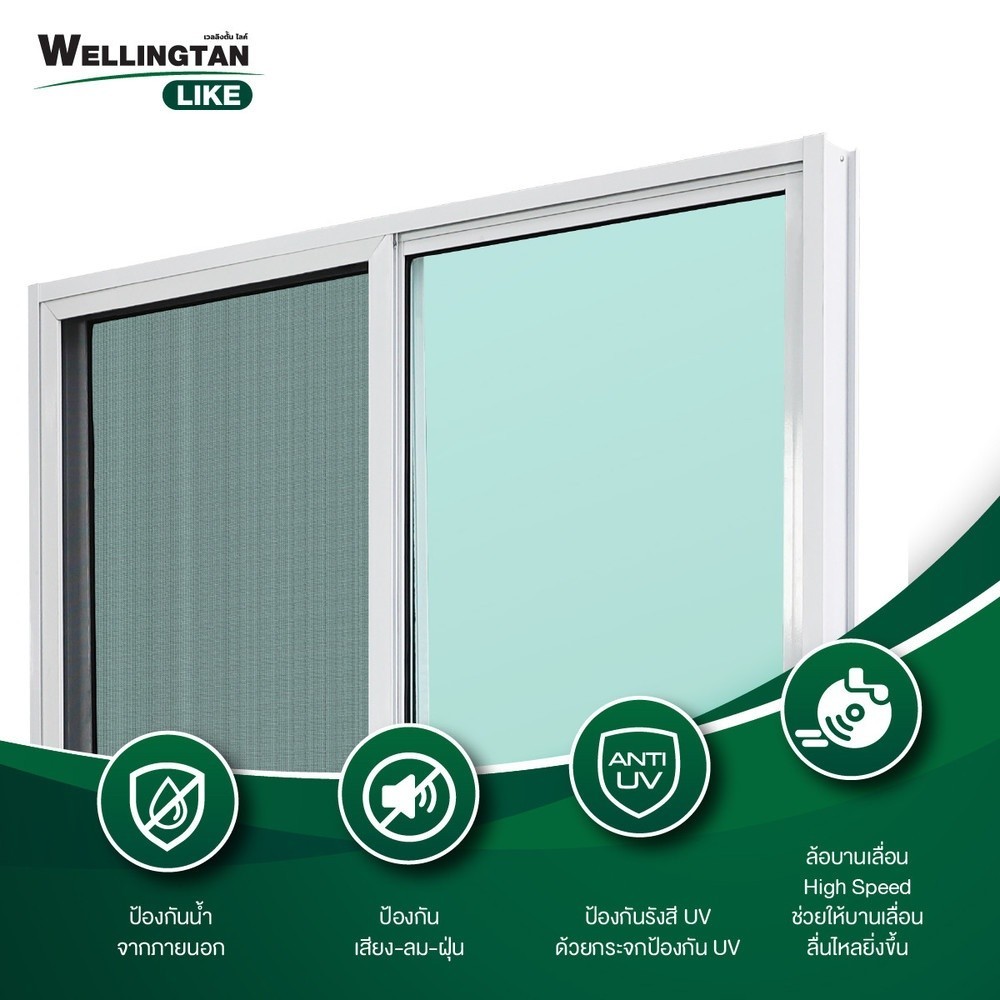 GlobalHouse WELLINGTAN (LIKE) ประตูอะลูมิเนียม บานเลื่อน SS W-AL/015 WH 160x205ซม. สีขาว พร้อมมุ้งสินค้าของแท้คุณภาพดี - รูปที่ 5