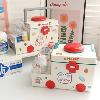 กล่องยารถพยาบาล ฟรีสติ๊กเกอร์ในแบบ กล่องยาสามัญประจำบ้าน ทรงรถพยาบาล กล่องใส่ยา สุดน่ารัก ขนาดใหญ่ จุได้เยอะ