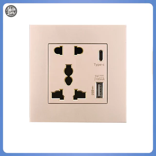 Wl| ใหม่ แผงไฟ 2100MA USB 13A UK Type C อินเตอร์เฟซซ็อกเก็ตติดผนัง