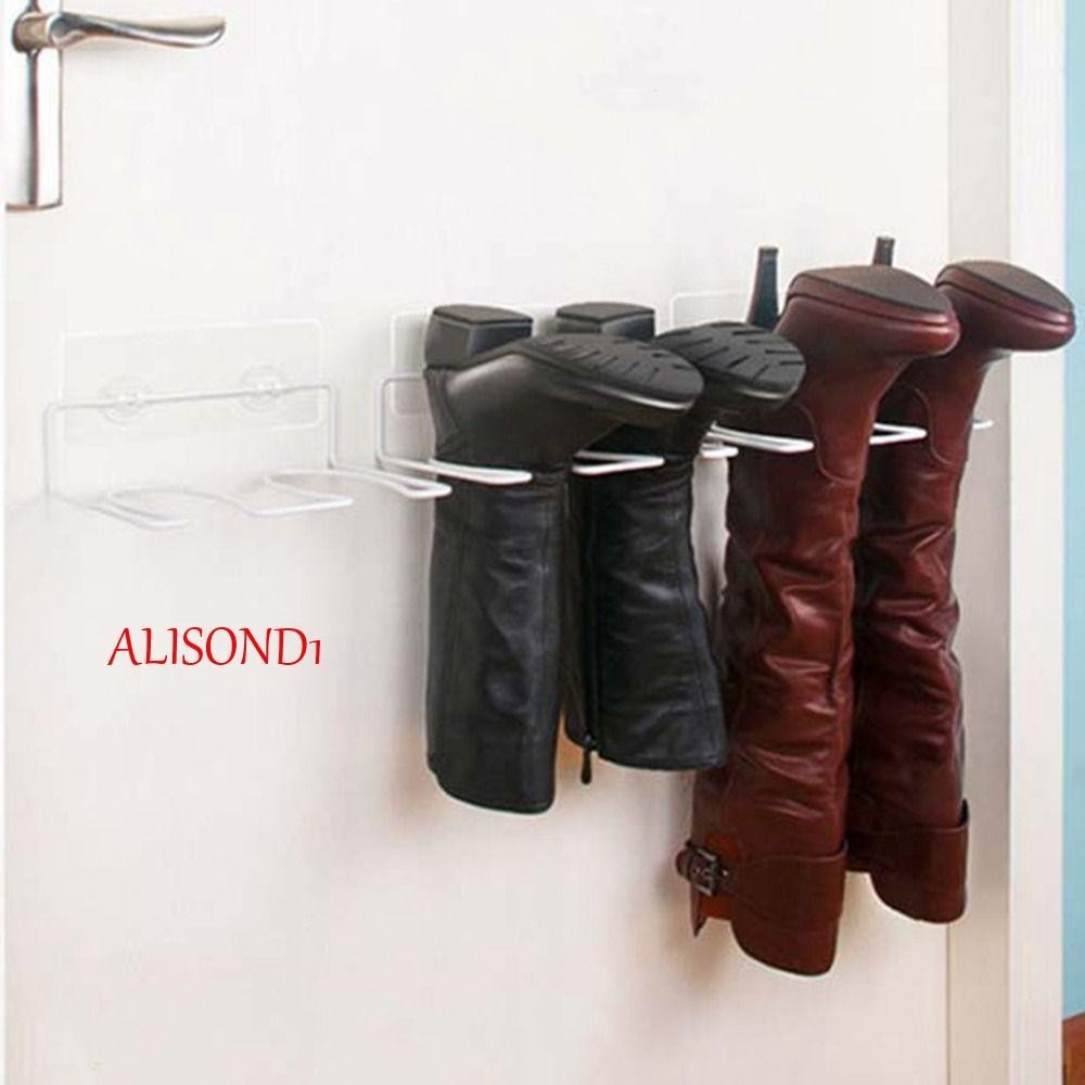 Alisond1 ชั้นวางรองเท้าบูทยาว, ชั้นเก็บรองเท้าบูท แบบติดผนัง สีขาว, ชั้นเก็บรองเท้าเหล็ก กันฝุ่น อเนกประสงค์ มีกาวในตัว ที่ใส่รองเท้า หอพักนักศึกษา