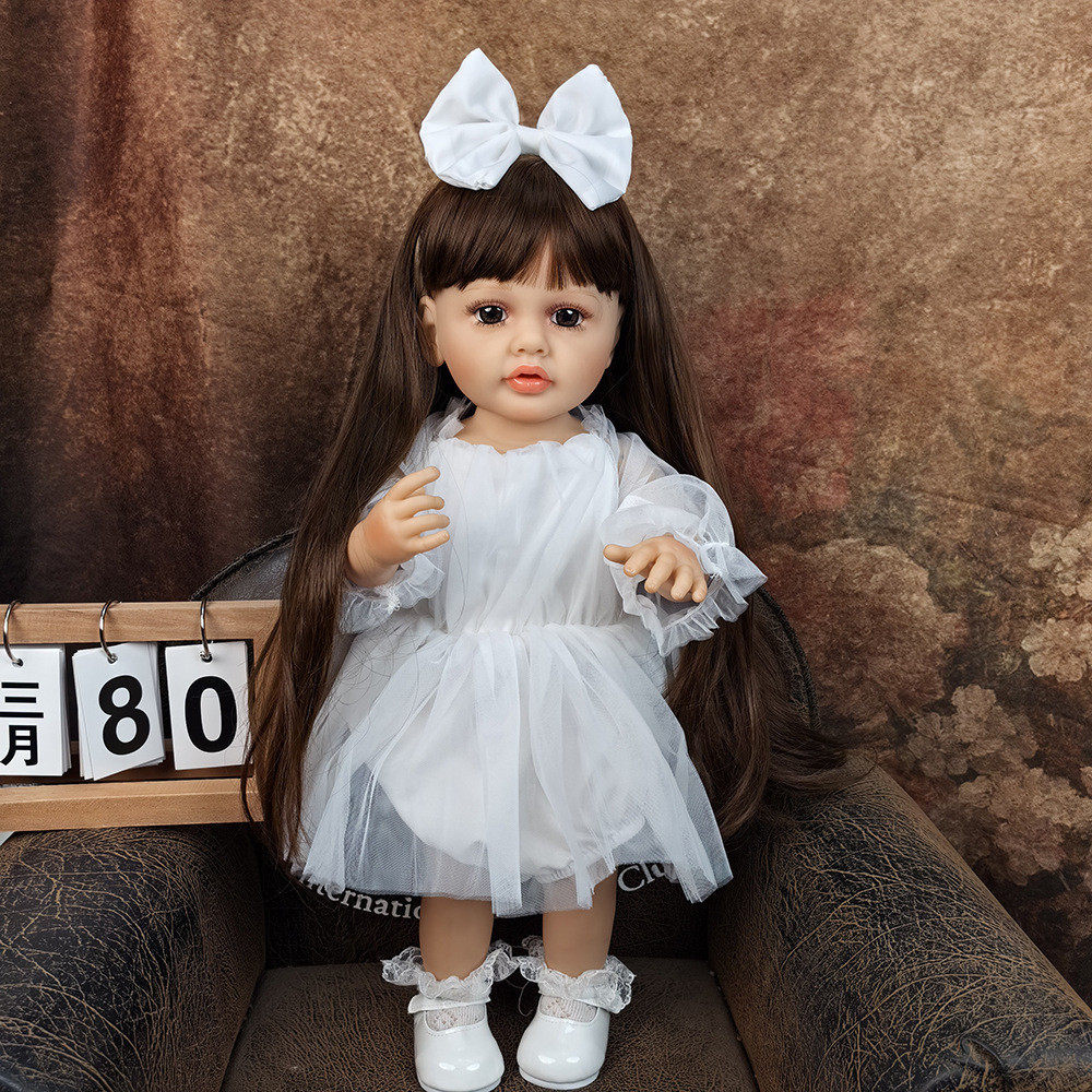 Skkeiumi ตุ๊กตาเจ้าหญิง ซิลิโคนจําลอง ขนาด 55 ซม. สีขาว ของขวัญวันเกิด สําหรับเด็กผู้หญิง