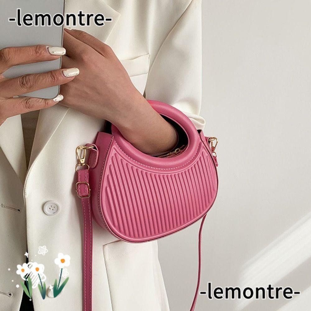 Lemontre Underarm Bag, Pu Leather Mini Single Shoulder Bag, Fashion Solid Color Pleated Handbag Women