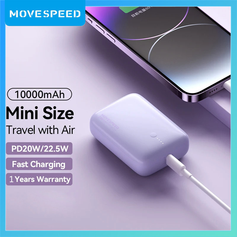 Movespeed Q10 Power Bank 10000mAh PD20W Type C Fast Charging Powerbank Mini เครื ่ องชาร ์ จแบตเตอรี ่ แบบพกพา