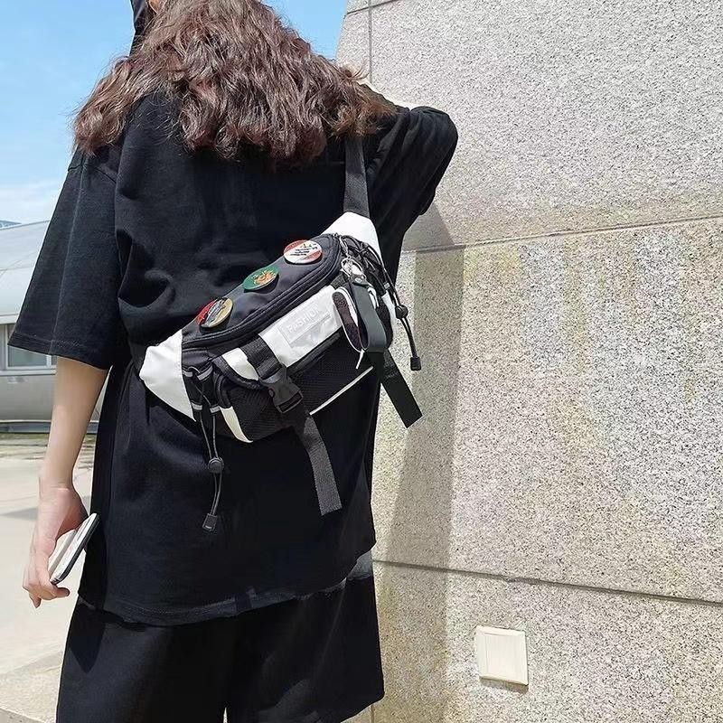 【พร้อมส่ง】Sky Bag Fashion กระเป๋าคาดเอวสะพายหน้าอก สไตล์เกาหลี มีเข็มกลัด 4 ชิ่น
