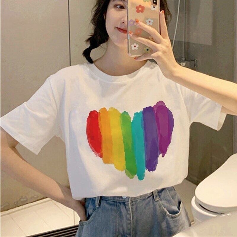ใหม่ เสื้อยืดผ้าฝ้ายใหม่ Lgbt Harajuku T เสื้อผู้หญิง Ulzzang เกย์ Pride เสื้อยืดกราฟิกเลสเบี้ยนการ์ตูนพิมพ์เสื้อยืดสไตล