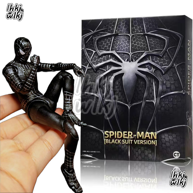 Limited Edition CT Spider-Man Action Figure สีดํา Tobey Maguire SHF SpiderMan Action Figure Movable Joints รุ ่ นคอลเลกชันของขวัญ