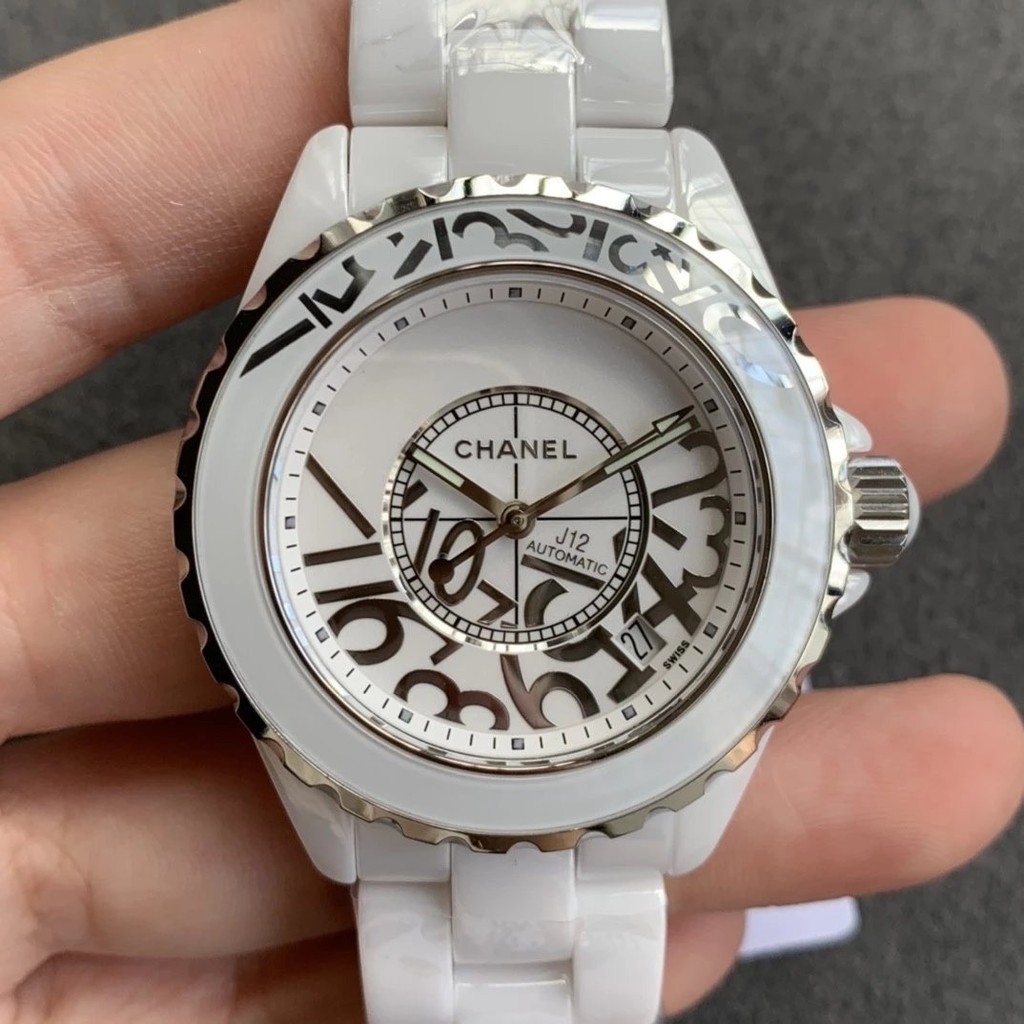 Kor Factory Chanel J12 Series H5240 นาฬิกากลไกอัตโนมัติเวอร ์ ชั ่ นเกาหลีความหนาแน ่ นสูงนําเข ้ าเซรามิคสีขาวผู ้ ชายผู ้ หญิงนาฬิกา 38 มม .