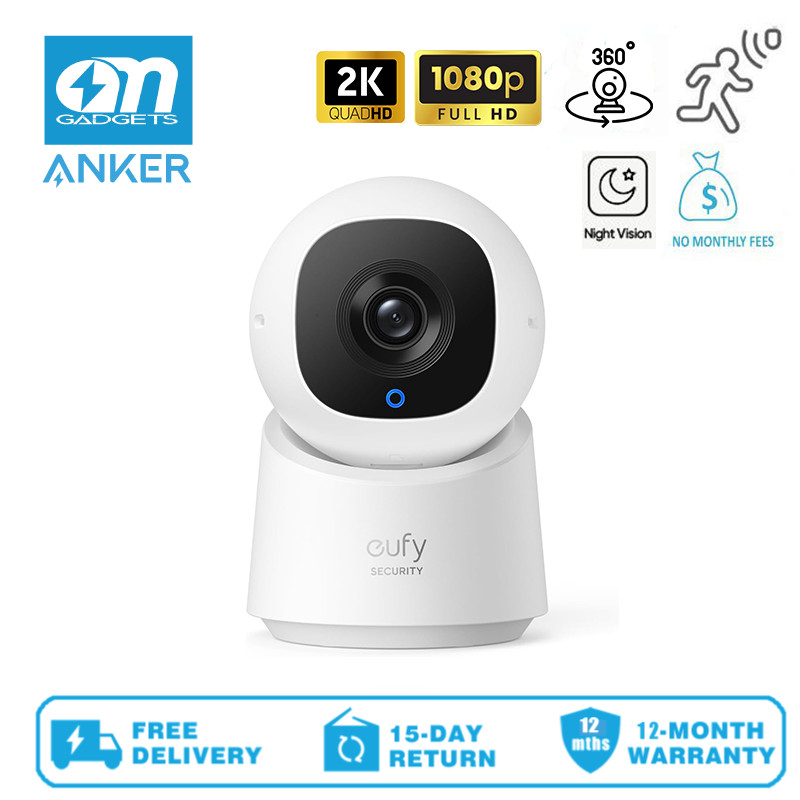 Anker T8W11 eufy Security Indoor Cam C220, 2K ความละเอียดความปลอดภัยกล้อง 360 PTZ, Plug-in Security 