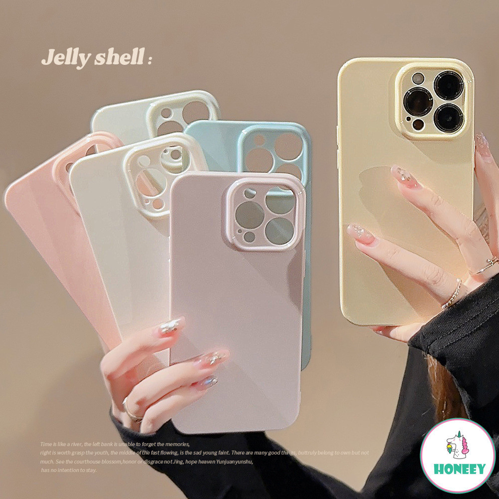 เคสโทรศัพท์มือถือ TPU นิ่ม ปิดด้านหลัง สีพื้น สีมาการอง สีม่วง ขาวมันวาว เหมาะกับฤดูร้อน สําหรับ Iphone 11 15 14 Pro Max Case 14 13 12 11 Pro Max 14 15 Plus