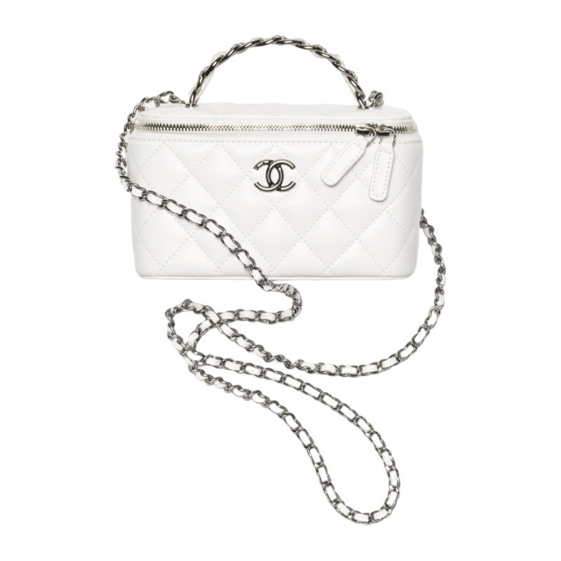 Chanel/Chanel Women's Bag Clutch con Catena White Calf Leather Chain Handbag