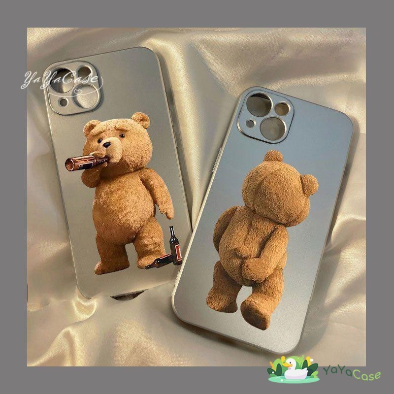 สำหรับ iPhone11 13 CASE FOR เคสไอโฟน14 12 Pro Max 14 7 8 Plus X XR XS MAX หมีน้อยน่ารักรุ่น สไตล์ กรณีโทรศัพท์โลหะ เคส
