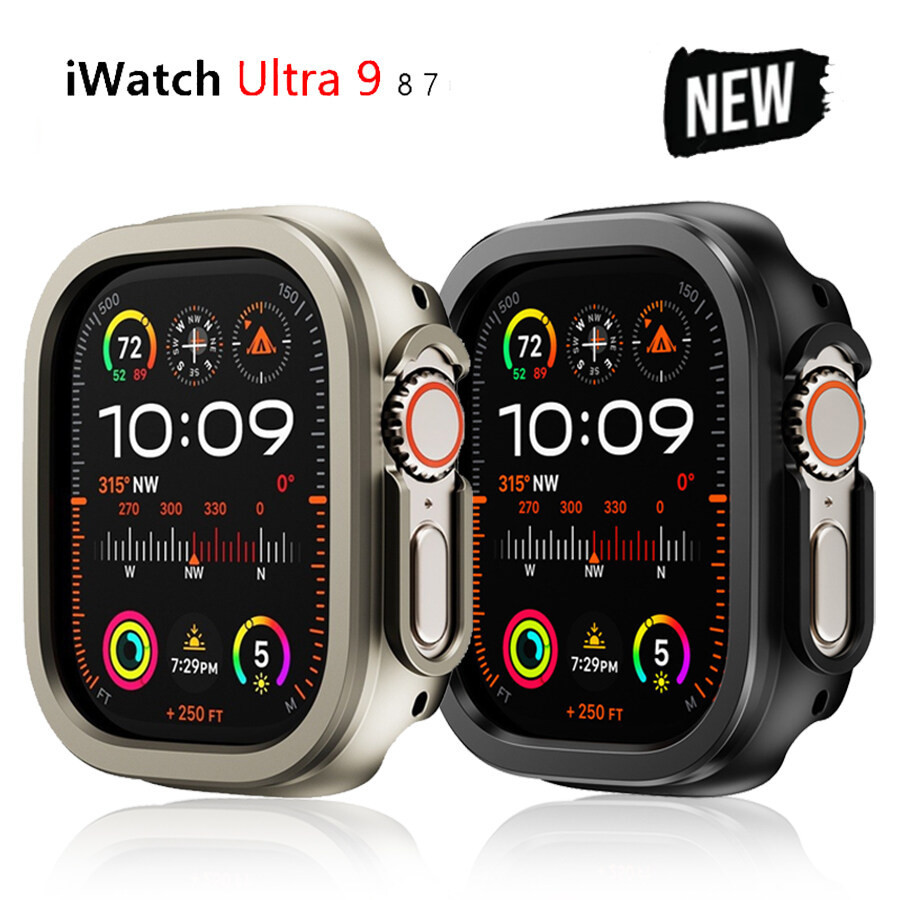 อลูมิเนียมโลหะ + TPU สําหรับ Apple Watch Ultra 49 มม.45 มม.41 มม.กันชนกรอบ Protector iWatch Series SE 9 8 Ultra 7