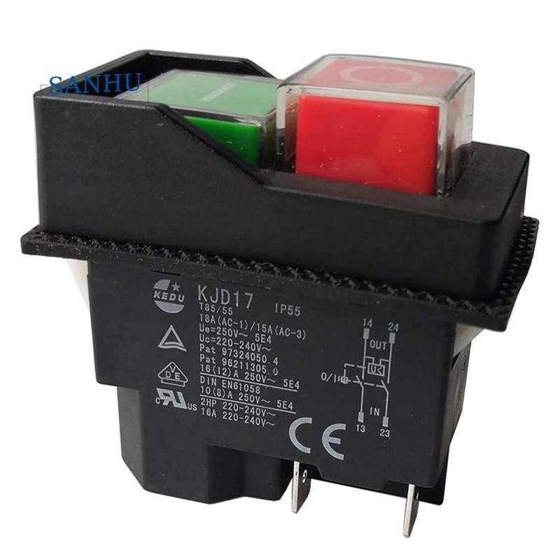 【sanhui14b4 】 สวิตช ์ แม ่ เหล ็ กไฟฟ ้ าสวิตช ์ ปุ ่ ม KJD17 220V 4 Pin