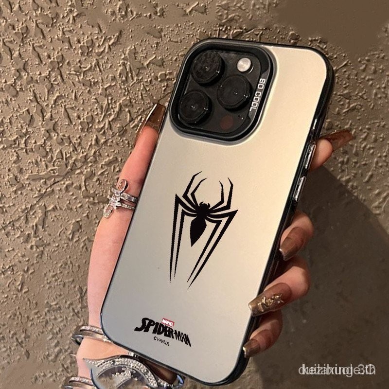 Creative Spider เข้ากันได้กับ iPhone15/14 Shock-proof 11 เคสโทรศัพท์เงินสีสันสดใส xs Frosted XSMAX Soft Case 13Promax BYIU 2MWS