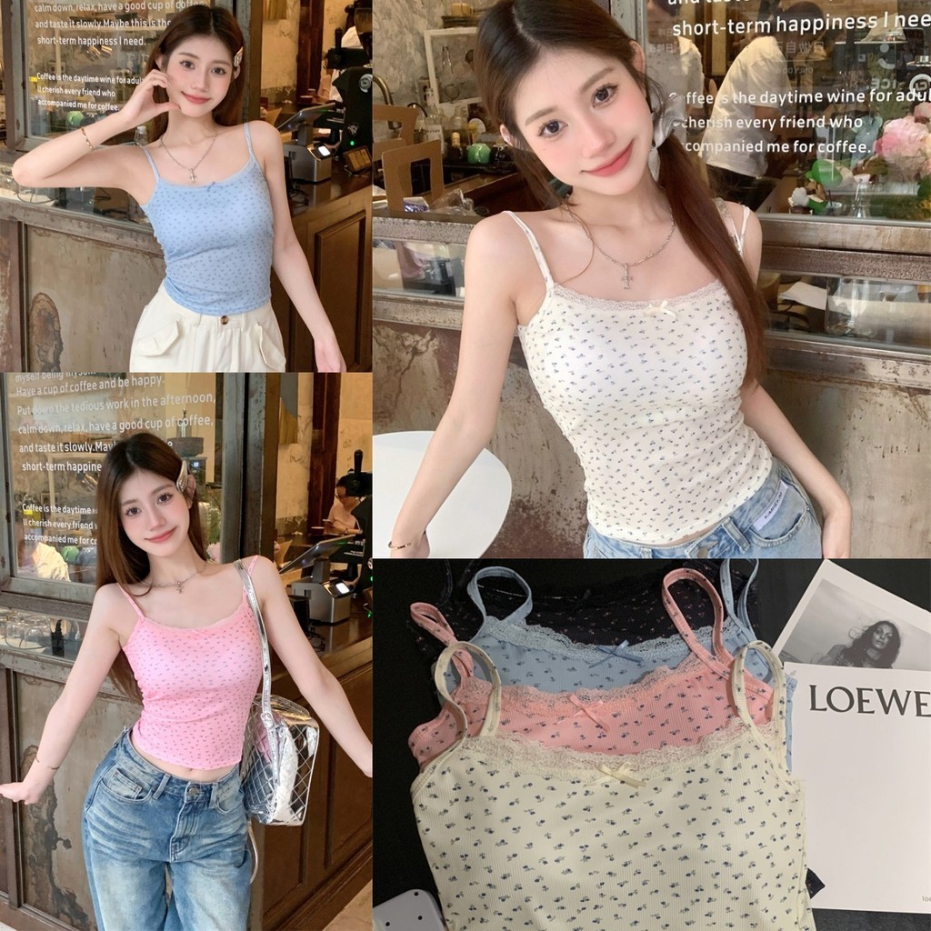Soroh เสื้อไปทะเล ซับใน ผ้าเรย่อน ลายดอกไม้ เสื้อกล้ามผู้หญิง จัดส่งจากประเทศไทย #XP9094
