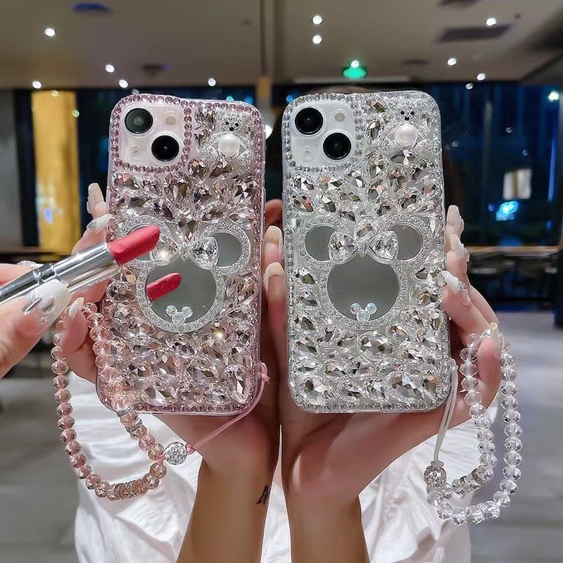 กระจก Rhinestone เหมาะสําหรับ Apple 15 เคสโทรศัพท์กระจก Apple 13/14 เคสโทรศัพท์รวมทุกอย่าง Apple 12PROMAX Diamond เทรนด์แฟชั่น