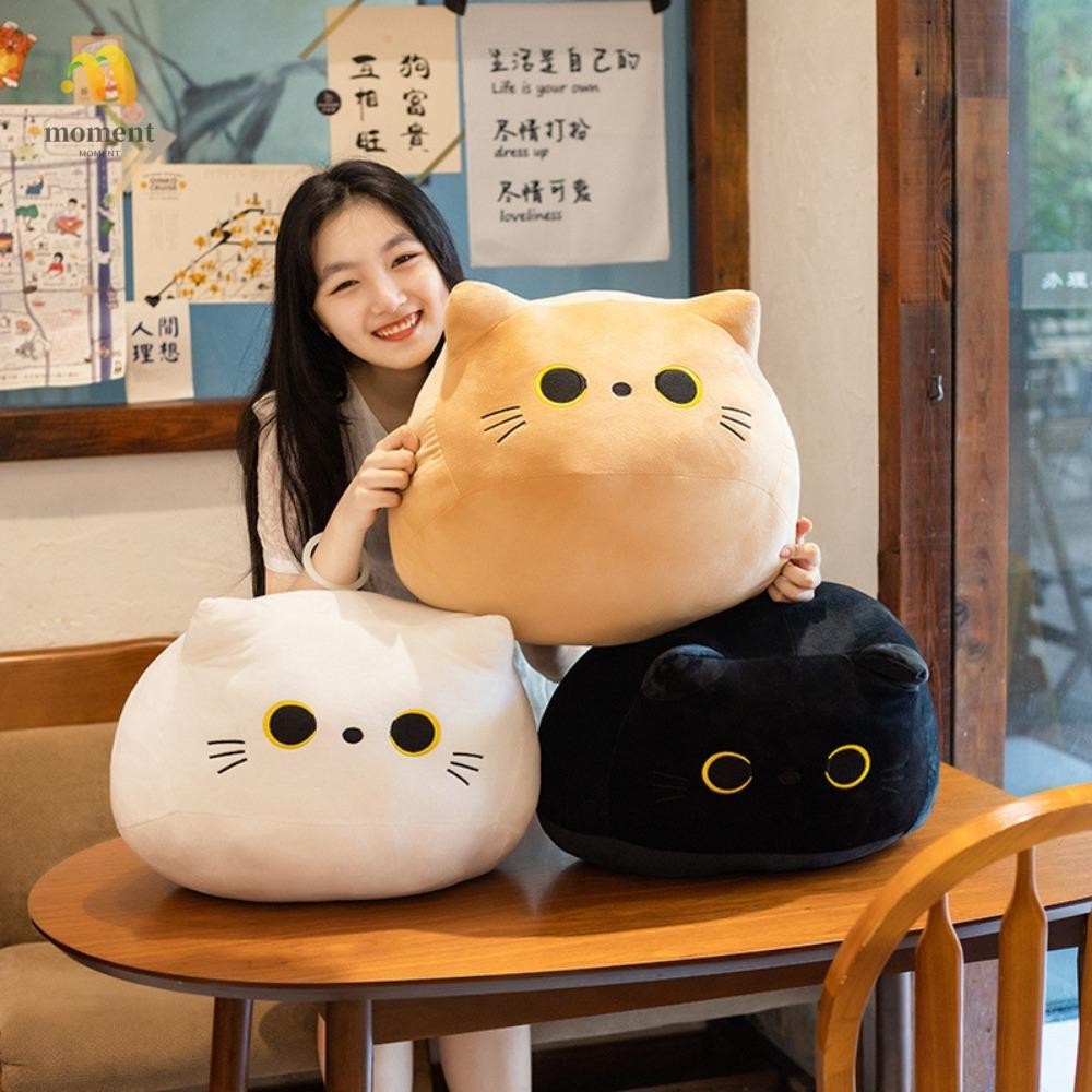 Moment Cuddly หมอนเบาะตุ๊กตา,การ์ตูนแมวหัว 10/30 ซม.แมวดําหมอน Plush,Ins Plushie ตุ๊กตาของเล่นสาว