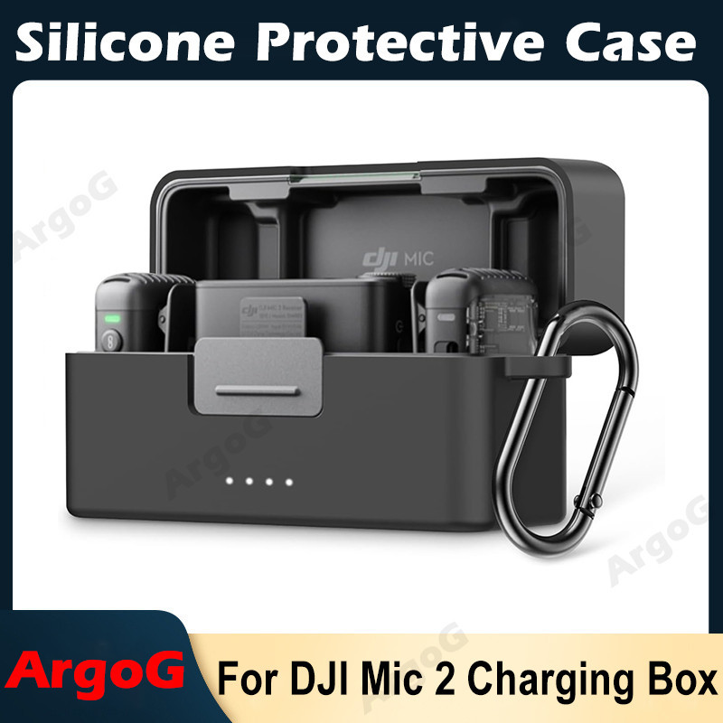 Argog เคสซิลิโคนสําหรับ DJI Mic 2 กล ่ องชาร ์ จ All-round Protection Anti-Scratch Case