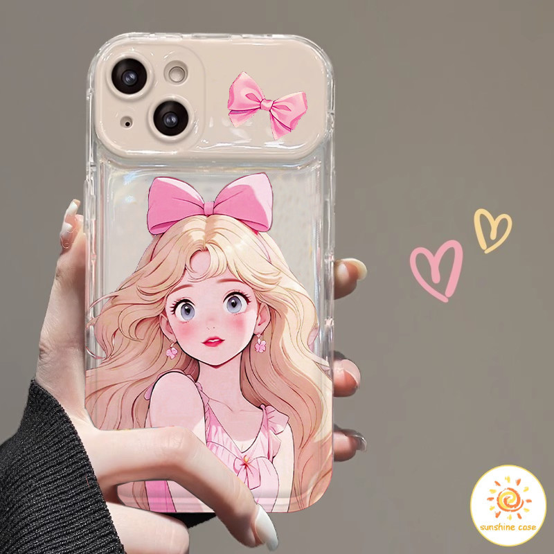 เคสโทรศัพท์กระจกพลิกเจ้าหญิงการ์ตูนน่ารัก ไอโฟน11 For iPhone 11 12 13 14 15Pro MAX X XS XR XS 6 7 8Plus SE2020