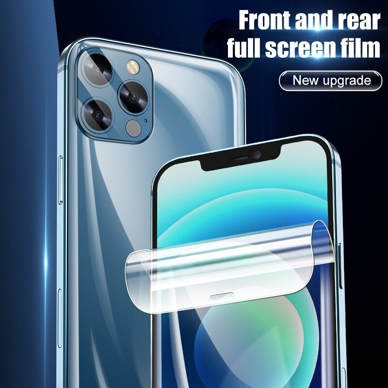 คลุมทั้งหมด HD โทรศัพท์หน้าจอด้านหลังฟิล์มHydrogelสําหรับiPhone 11 12 13 14 15 16 Pro Max 7 8 Plus X XS Maxหน้าจอป้องกันรอยขีดข่วนปกป้องป้องกันการระเบิดฟิล์มนุ่ม