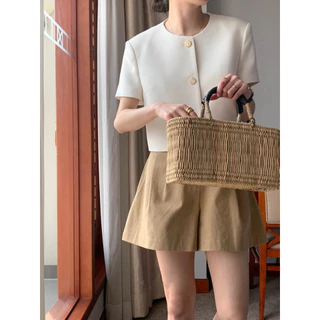 ✨พร้อมส่ง💗 เสื้อเบลเซอร์ คอกลม สไตล์เกาหลี [ Blazer crop top #5 ] ตัวสั้น แนว casual เสื้อคลุม ผ้าเนื้อดี มีซับทั้งตัว