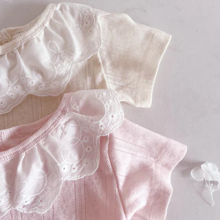 ฤดูร้อนทารกแรกเกิดเสื้อผ้าเด็กทารกชุดบอดี้สูทแขนสั้นลูกไม้ Ruffled Collar เด็กทารก รอมเปอร์เด็กผู้หญิง 0-24 เดือน