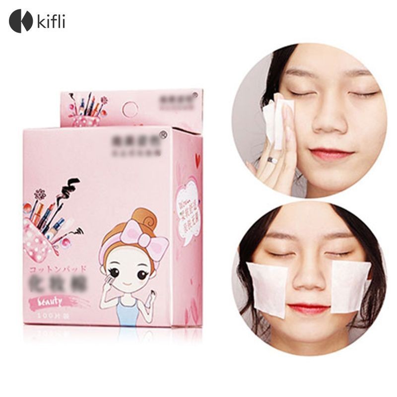 【kifli1 】 100pcs น ้ ํายาล ้ างเครื ่ องสําอางผ ้ าฝ ้ ายชนิดบรรจุกล ่ องผ ้ าฝ ้ ายแต ่ งหน ้ าแบบพกพาผ ้ าฝ ้ าย-KI