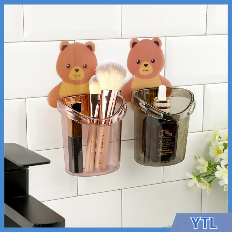 ที่วางแปรงสีฟัน หมีน้อยน่ารัก แปรงสีฟันติดผนัง ชั้นวางของในห้องน้ำ ไม่จําเป็นต้องเจาะรู ติดผนัง ระบาย ไม่ขึ้นรา